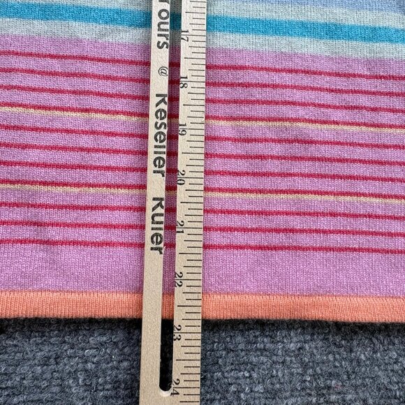Saks Fifth Avenue Sweater Womens L Rainbow Hippie Multicolor Striped‎ Scoop - Picture 7 of 9